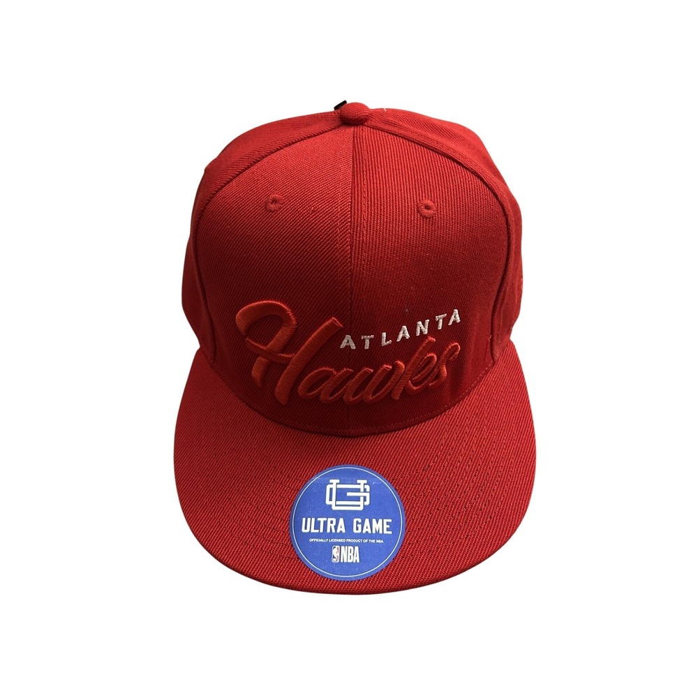 Ultra Game Atlanta Hawks Hat Mens OSFM Red New NBA Snapback Flat Brim Cap